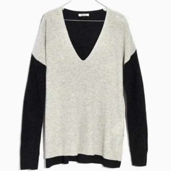 *3/$20* MADEWELL Warmlight Color Block Hi Lo V Neck Pullover Sweater Wool XS - Picture 3 of 8